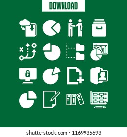 documents icon. 16 documents vector set. planning, admin, strategy and meeting icons for web and design about documents theme