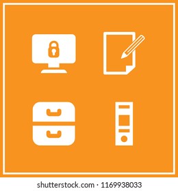 documents icon. 4 documents vector set. archive, computer secure, new document and folder icons for web and design about documents theme