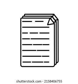 Documents icon black line with white backgound. Pixel perfect simple vector