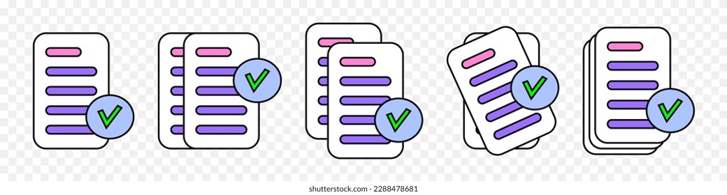 Documents icon. Business icon. Confirmed or approved document. Linear style pictogram vector isolated on background.