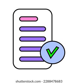 Documents icon. Business icon. Confirmed or approved document. Linear style pictogram vector isolated on background.