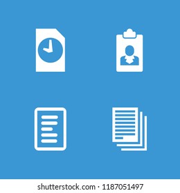 Documents icon. collection of 4 documents filled icons such as resume. editable documents icons for web and mobile.