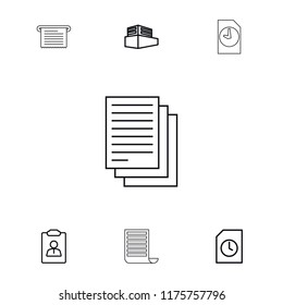 Documents icon. collection of 7 documents outline icons such as resume. editable documents icons for web and mobile.