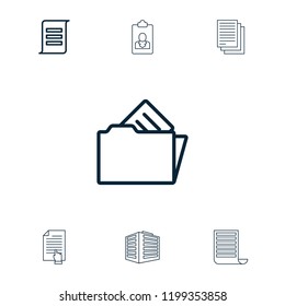 Documents icon. collection of 7 documents outline icons such as document, document in folder, pointing on document. editable documents icons for web and mobile.