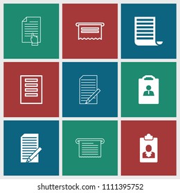 Documents icon. collection of 9 documents filled and outline icons such as document, resume. editable documents icons for web and mobile.