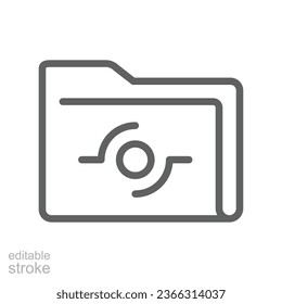 Documents icon. folder for public share. File computing directory. online data management storage. Documentation archive. Line, Editable stroke. Vector illustration. Design on white background. EPS 10