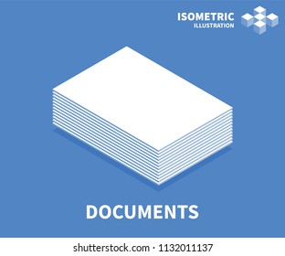 Documents icon. Isometric template for web design in flat 3D style. Vector illustration.