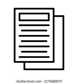Documents Icon. Line Art Style Design Isolated On White Background