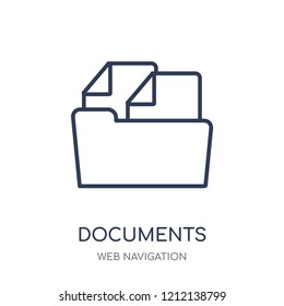 Documents icon. Documents linear symbol design from Web navigation collection. Simple outline element vector illustration on white background.