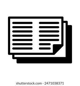 Icono de documentos o ilustración de logotipo contorno negro estilo relleno
