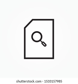 Documents icon and magnifying glass. Confirmed or approved document.