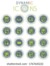 Documents icon on white background with dynamic lines for animation set for web sites and user interface