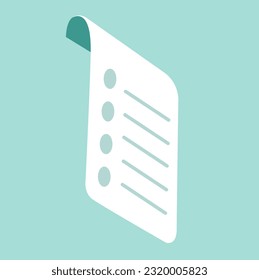 Documents icon. paper sheet. Confirmed or approved document. Flat illustration isolated on color background.