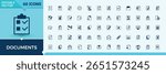 Documents icon set. Featuring document, folio, note, pad, form and more. Collection of simple line web icons. Contract line icon. Conceptual pictogram and infographic.
