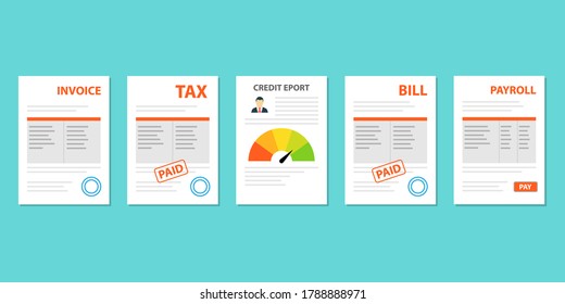 Documents icon set flat style