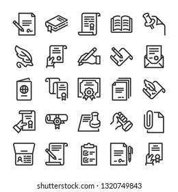 Documents icon set. Line style