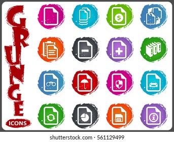 Documents icon set for web sites and user interface in grunge style