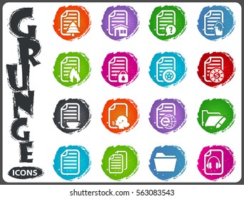 Documents icon set for web sites and user interface in grunge style