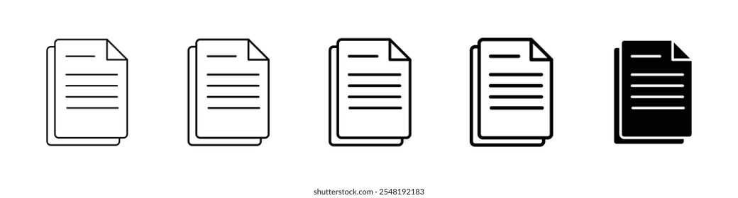 documents icon Simple thin line logo set