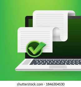 Documents icon. Stack of paper sheets. Confirmed or approved document. Vector stock illustration.