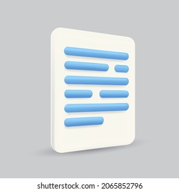 Documents icon. Stack of paper sheets note 3d. vector illustration. 