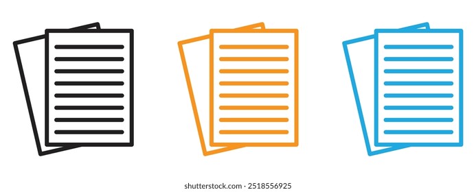 Icono de documentos Conjunto de ilustración de línea delgada