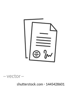 documents icon, thin line symbol for web and mobile phone on white background - editable stroke vector illustration eps10