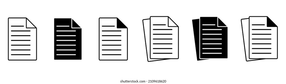 Documents Icon.Office Note Sign.Paper Document Page Line Icon.Linear File Icon Isolated On White Background.