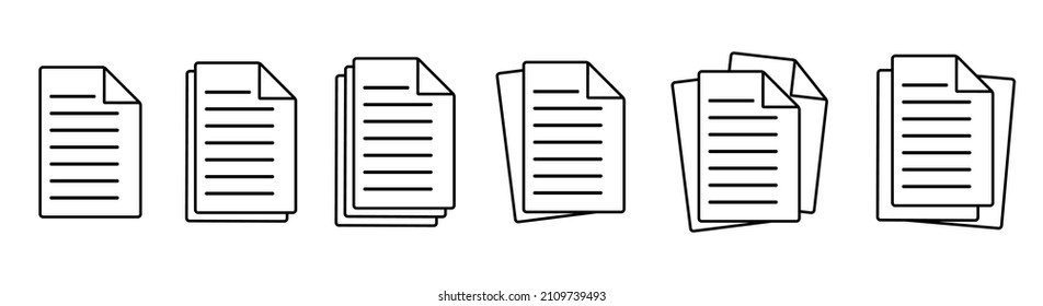 Documents icon.Office note sign.Paper document page line icon.Linear file icon isolated on white background.