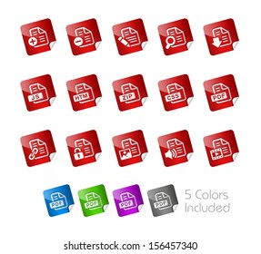 Documents Icons - 1 of 2 // Stickers Series ---- It includes 5 color versions for each icon in different layers -----