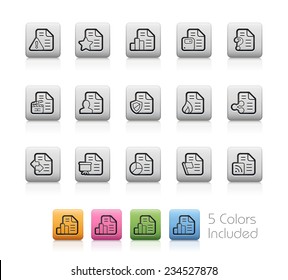 Dokumente Symbole - 2 von 2 // Schaltflächen - Jede Farbe in einer Ebene. Um die gewünschte Farbe anzuzeigen, müssen Sie sie im Ebenenbereich sichtbar machen - EPS10+ enthält Transparenz