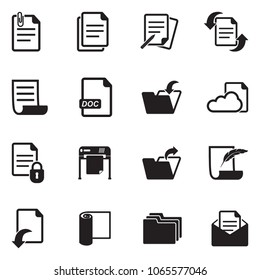 Documents Icons. Black Flat Design. Vector Illustration. 