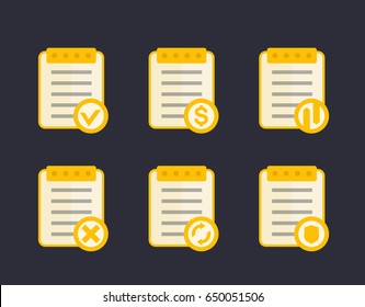 documents icons, flat style