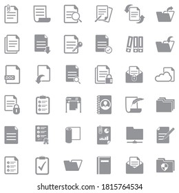 Documents Icons. Gray Flat Design. Vector Illustration.