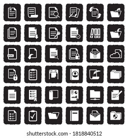 Documents Icons. Grunge Black Flat Design. Vector Illustration.