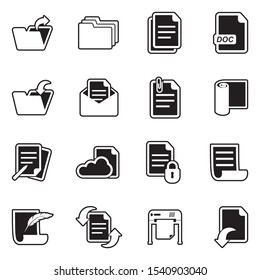 Documents Icons. Line With Fill Design. Vector Illustration.