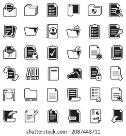 Documentos Iconos. Línea con diseño de relleno. Ilustración vectorial.