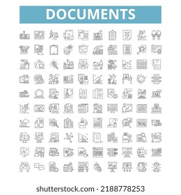 Dokumentensymbole, Zeilensymbole, Web-Zeichen, Vektorset, einzelne Illustration