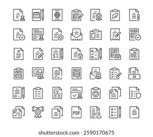 Documents icons. Outline symbols collection. Premium vector line icons set