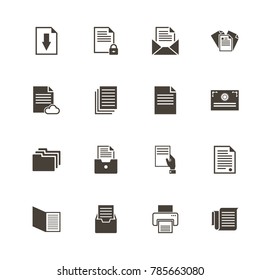 Documents icons. Perfect black pictogram on white background. Flat simple vector icon.