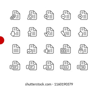 Iconos de documentos - Set 1 de 2 // Red Point Series - Iconos de línea de vectores para sus proyectos digitales o de impresión.