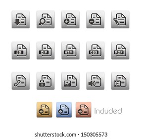 Documents Icons - Set 1 of 2 // Metallic Series - It includes 4 color versions for each icon in different layers. 