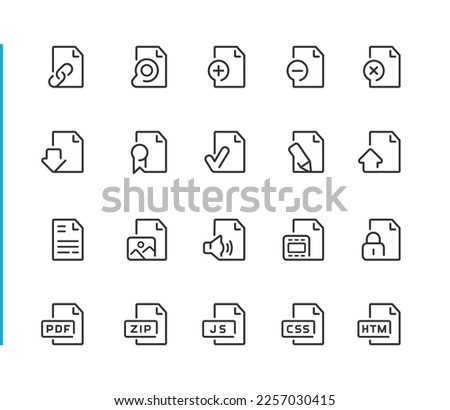 Documents Icons - Set 1 of 2 - Blue Line Series - Vector line icons for your digital or print projects.