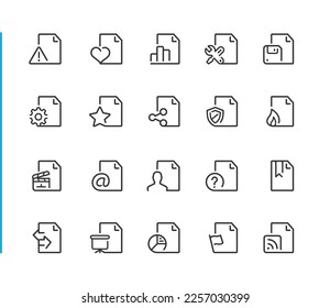 Iconos de documentos - Conjunto 2 de 2 - Serie de línea azul - Iconos de línea vectorial para sus proyectos digitales o de impresión.