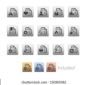 Documents Icons - Set 2 of 2 // Metallic Series - It includes 4 color versions for each icon in different layers. 