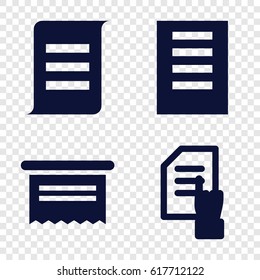 Documents icons set. set of 4 documents filled icons such as pointing on document
