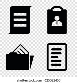 Documents icons set. set of 4 documents filled icons such as document in folder, document