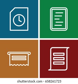 Documents icons set. set of 4 documents outline icons such as