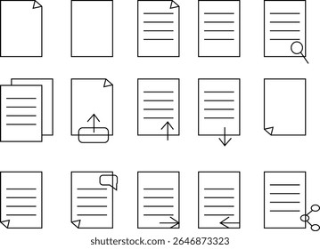 Documents icons set, files,  pages vector illustrations