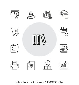 Documents icons. Set of  line icons. Invoice, diagram, report. Document work concept. Vector illustration can be used for topics like analysis, statistics, research.
